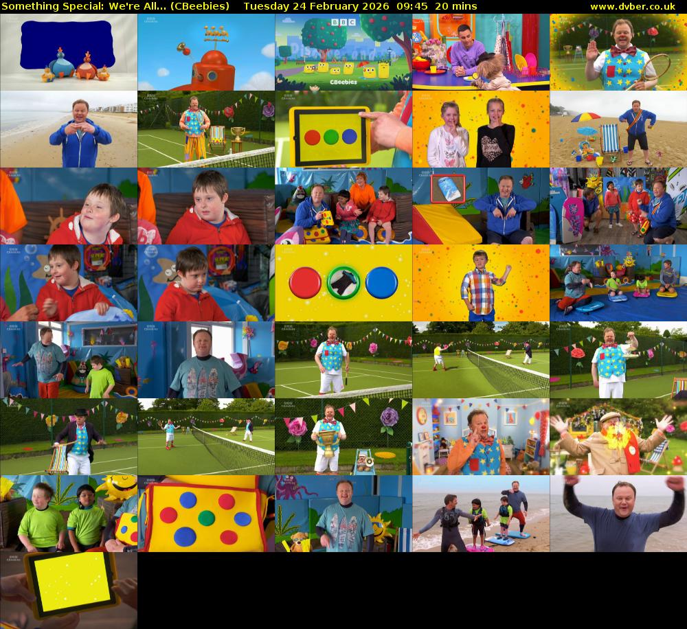 Something Special: We're All... (CBeebies) Tuesday 24 February 2026 09:45 - 10:05
