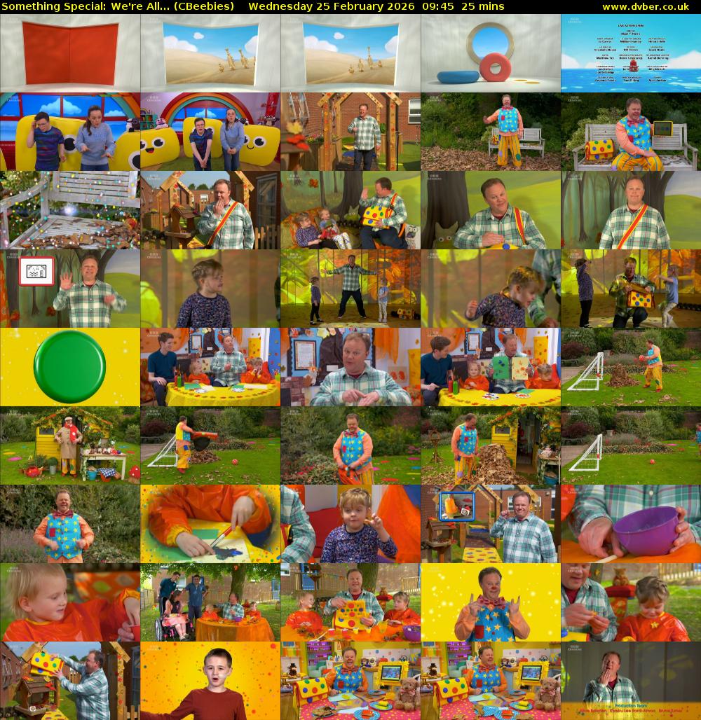 Something Special: We're All... (CBeebies) Wednesday 25 February 2026 09:45 - 10:10