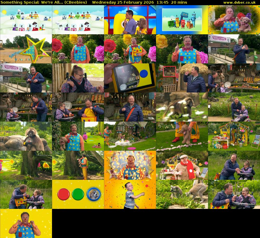 Something Special: We're All... (CBeebies) Wednesday 25 February 2026 13:45 - 14:05