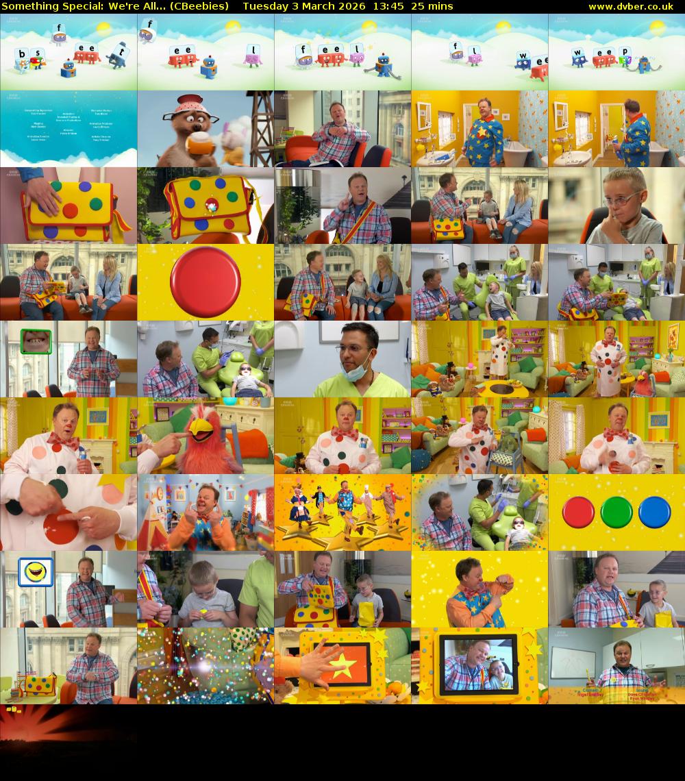 Something Special: We're All... (CBeebies) Tuesday 3 March 2026 13:45 - 14:10