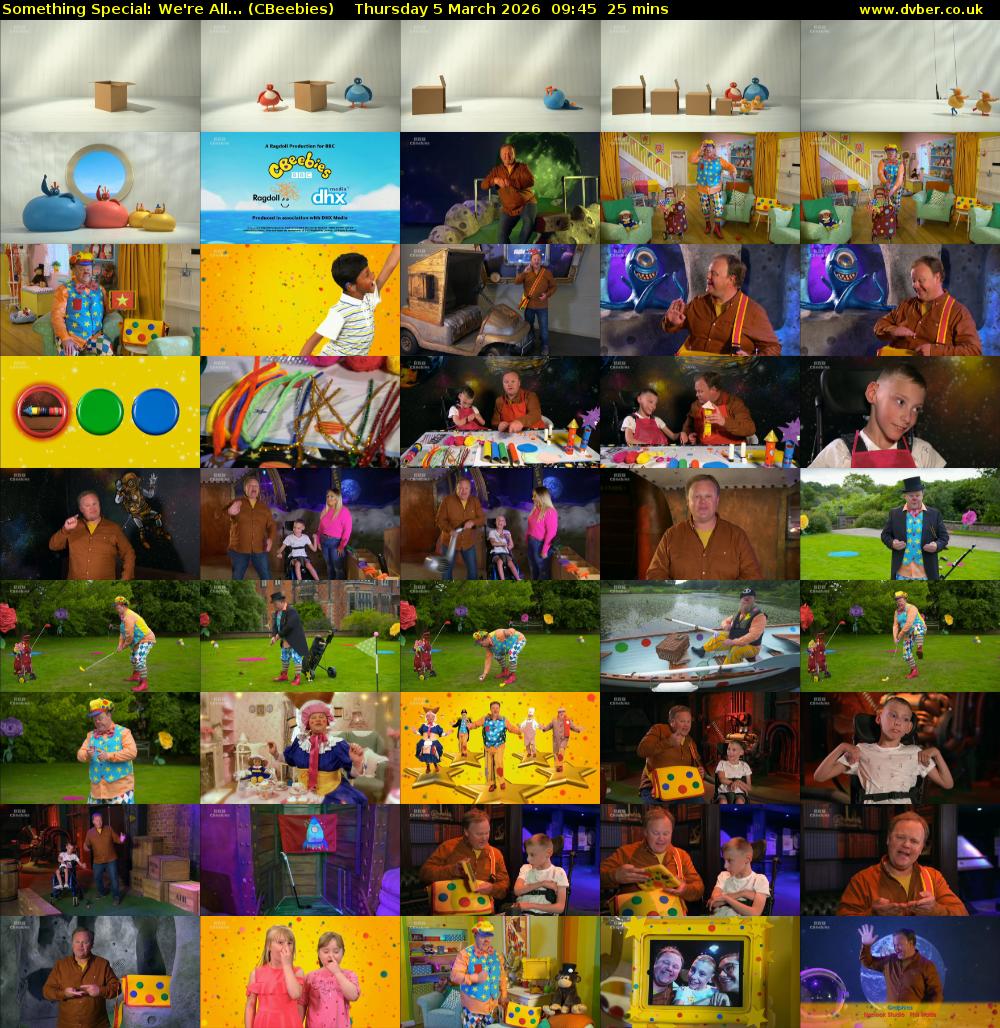 Something Special: We're All... (CBeebies) Thursday 5 March 2026 09:45 - 10:10