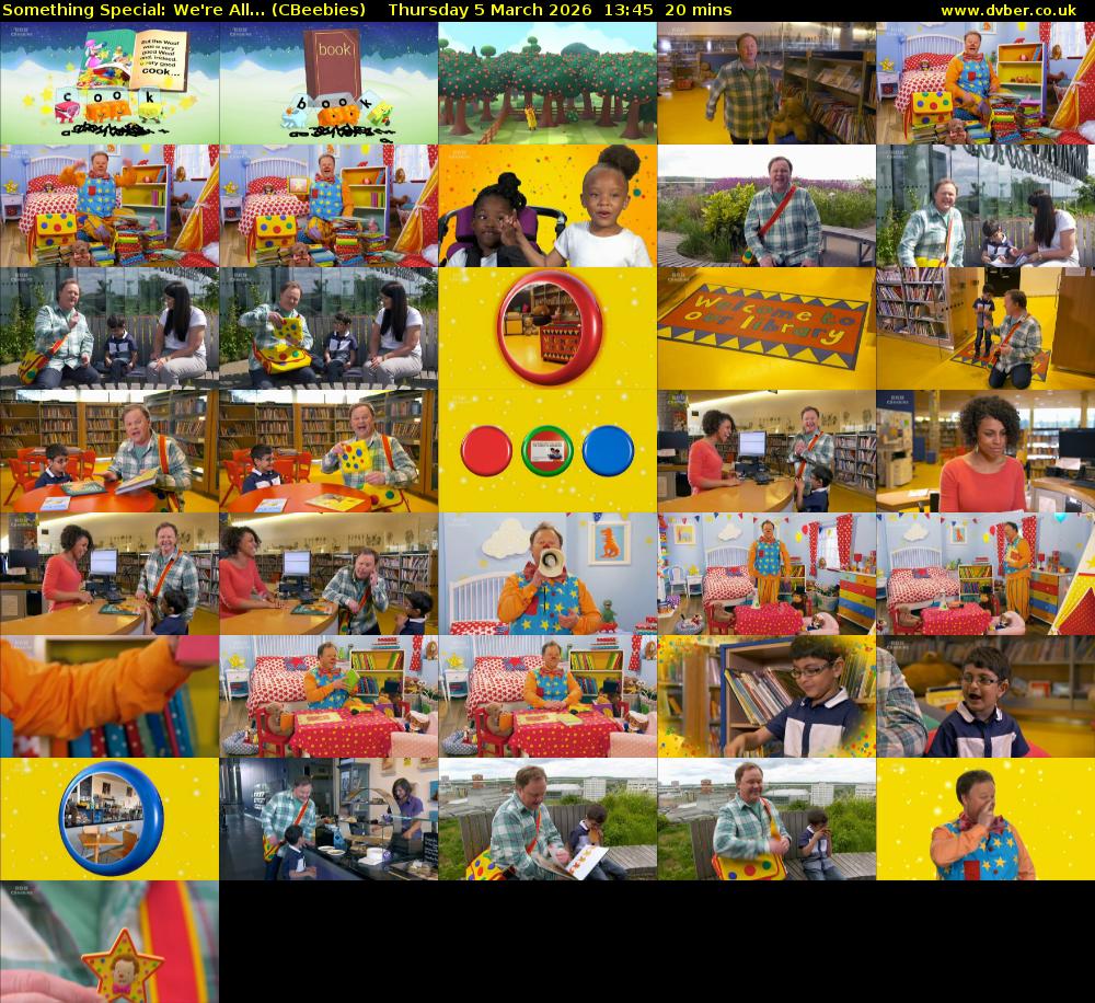 Something Special: We're All... (CBeebies) Thursday 5 March 2026 13:45 - 14:05