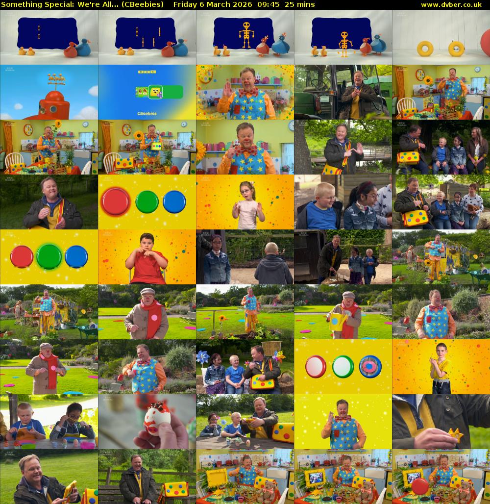 Something Special: We're All... (CBeebies) Friday 6 March 2026 09:45 - 10:10