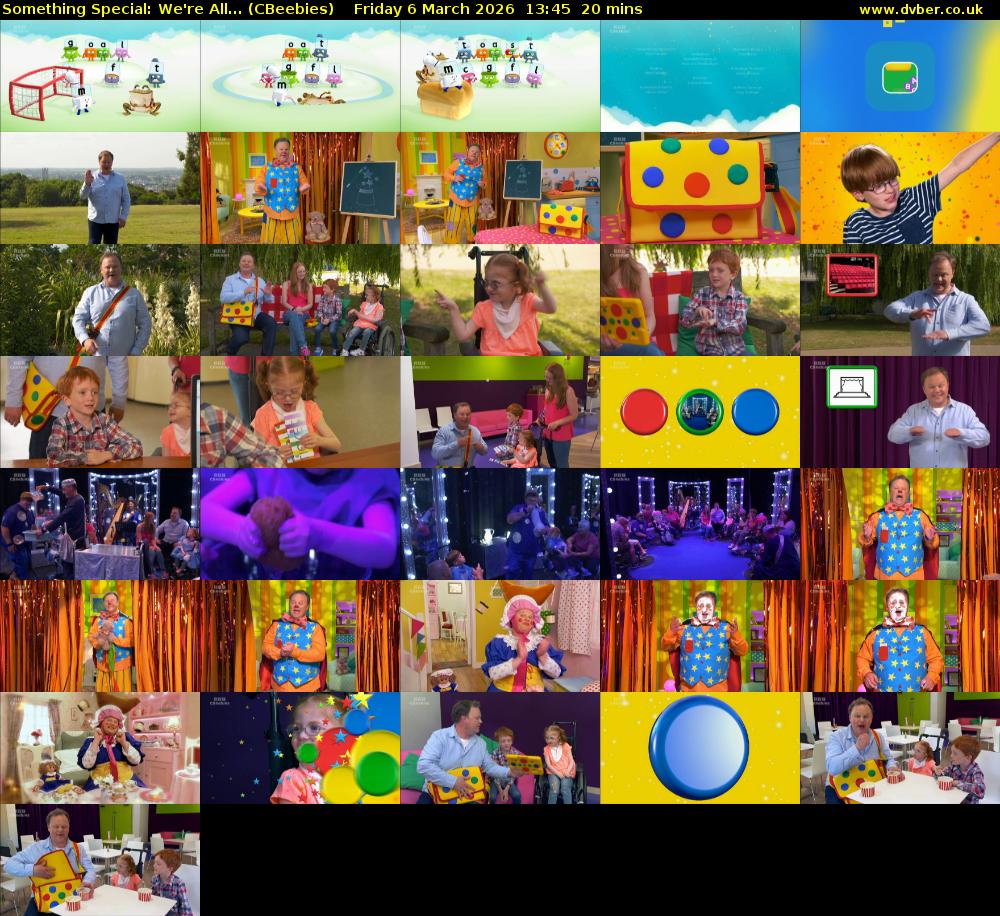 Something Special: We're All... (CBeebies) Friday 6 March 2026 13:45 - 14:05