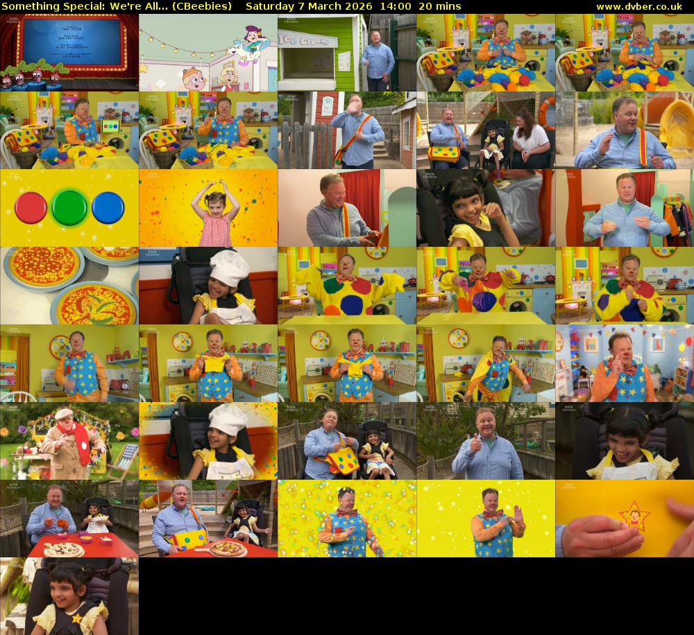 Something Special: We're All... (CBeebies) Saturday 7 March 2026 14:00 - 14:20
