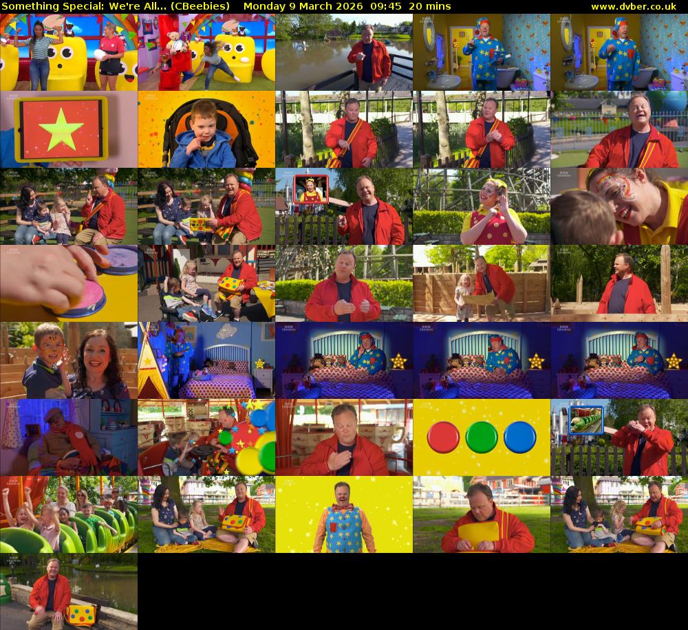 Something Special: We're All... (CBeebies) Monday 9 March 2026 09:45 - 10:05