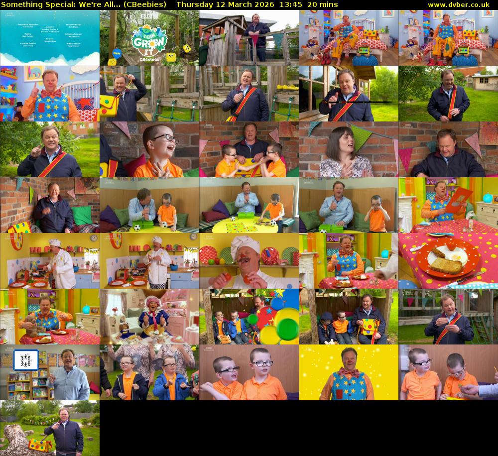 Something Special: We're All... (CBeebies) Thursday 12 March 2026 13:45 - 14:05
