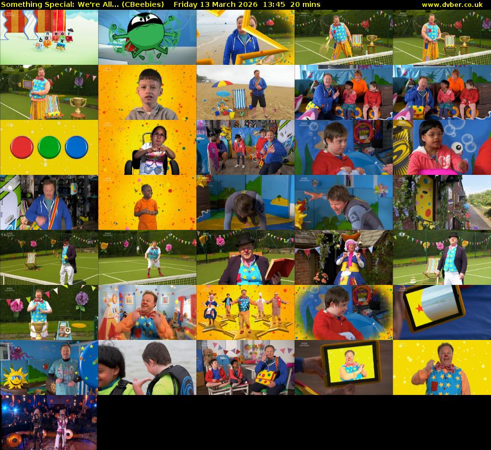 Something Special: We're All... (CBeebies) Friday 13 March 2026 13:45 - 14:05