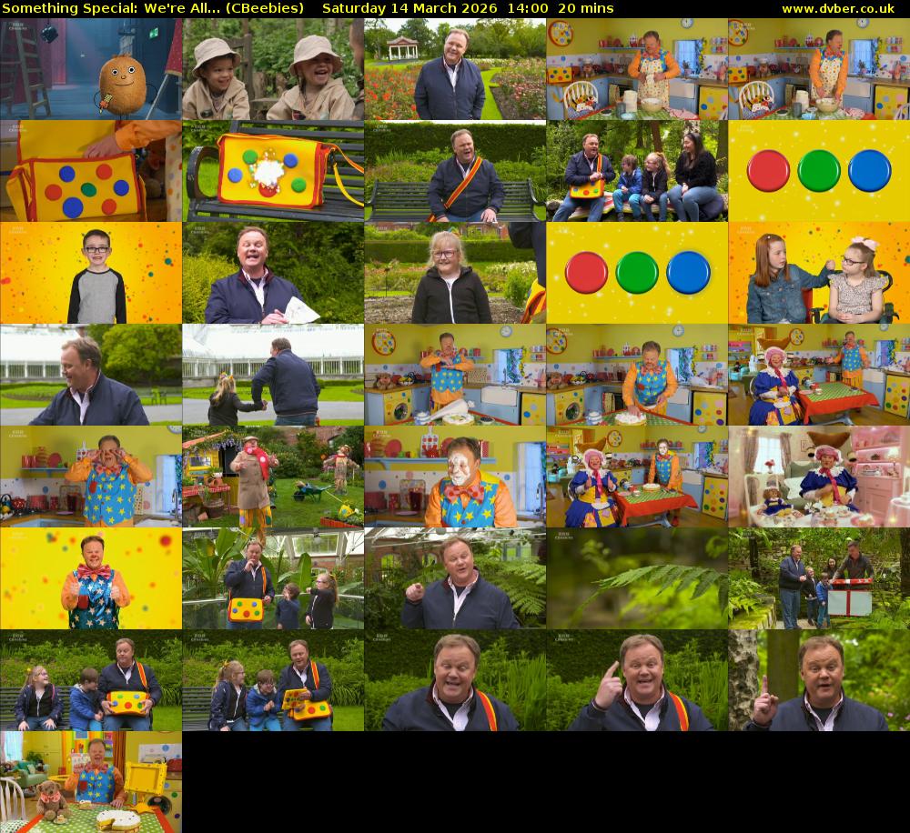 Something Special: We're All... (CBeebies) Saturday 14 March 2026 14:00 - 14:20