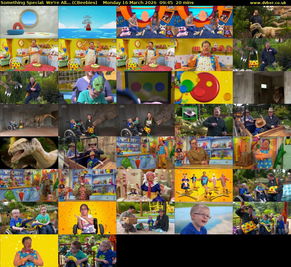 Something Special: We're All... (CBeebies) Monday 16 March 2026 09:45 - 10:05