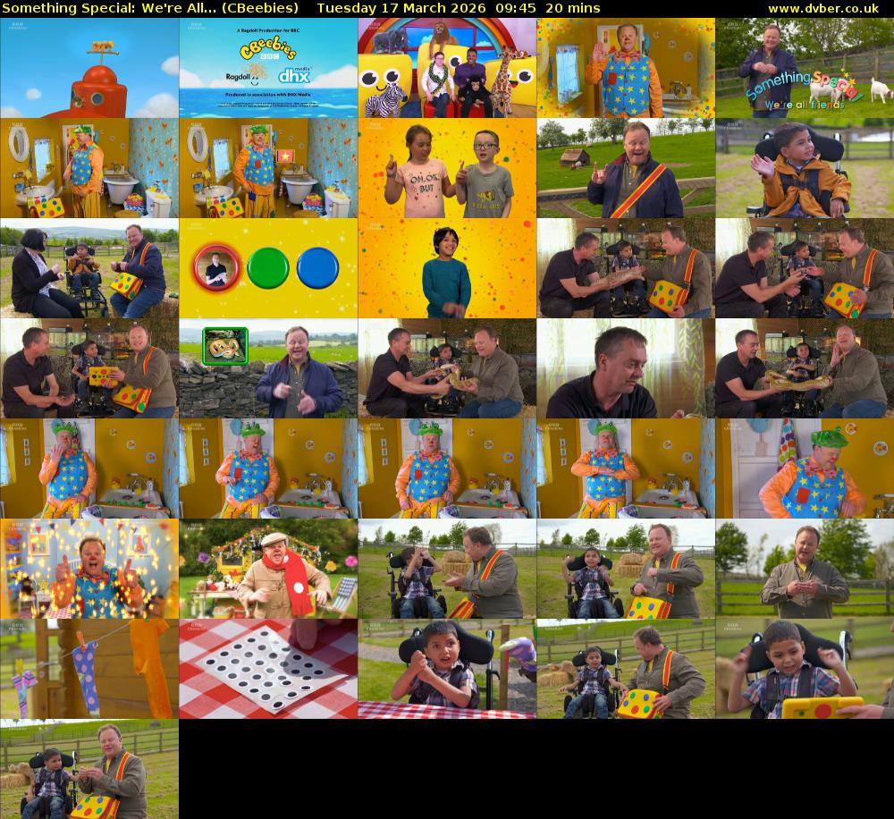 Something Special: We're All... (CBeebies) Tuesday 17 March 2026 09:45 - 10:05