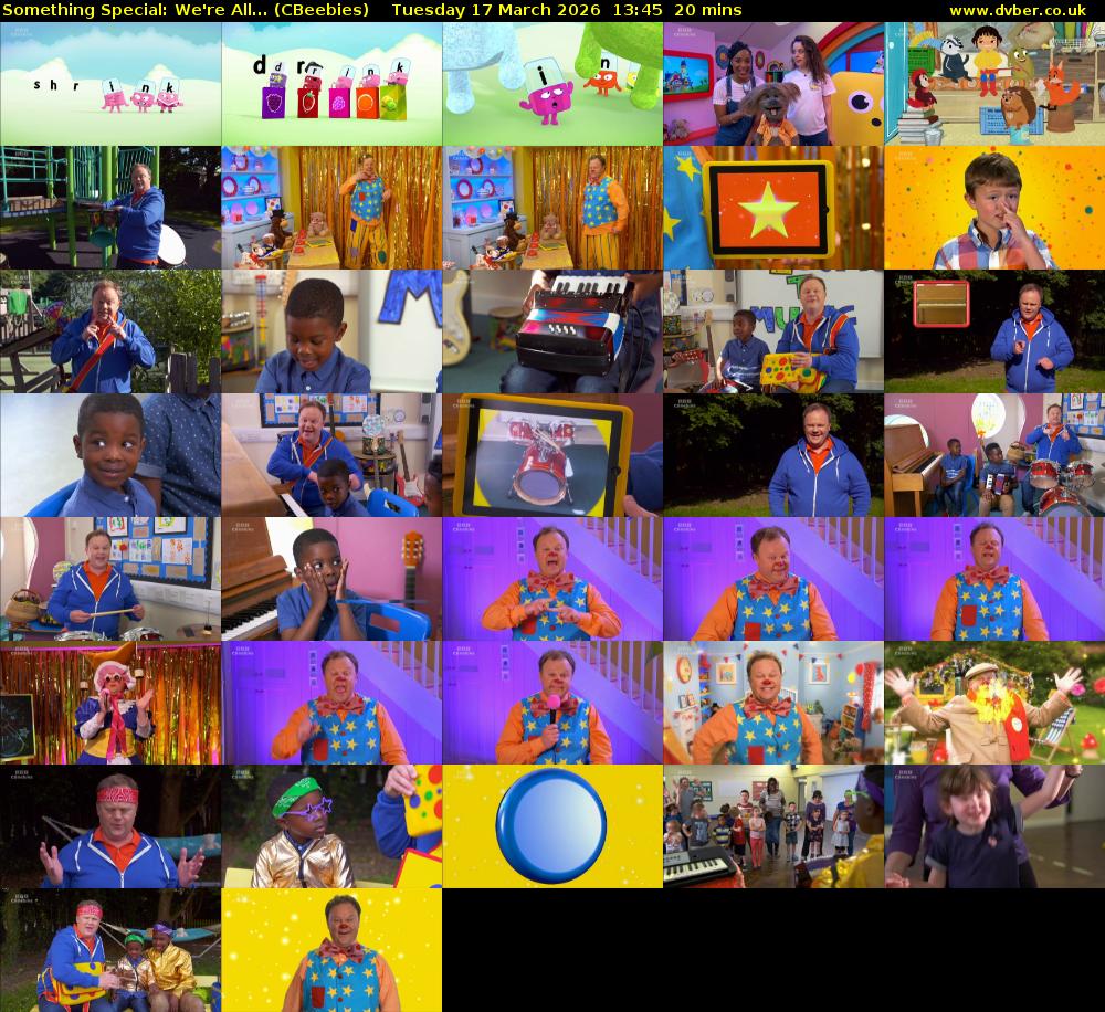 Something Special: We're All... (CBeebies) Tuesday 17 March 2026 13:45 - 14:05