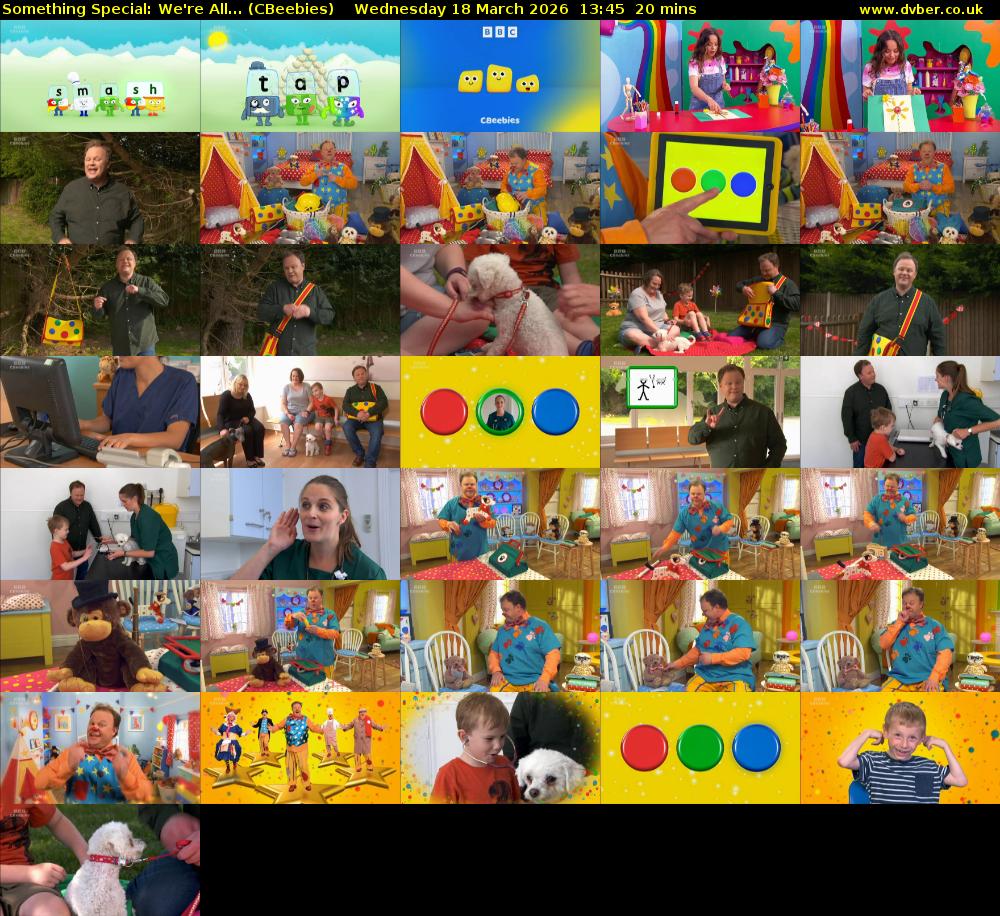 Something Special: We're All... (CBeebies) Wednesday 18 March 2026 13:45 - 14:05