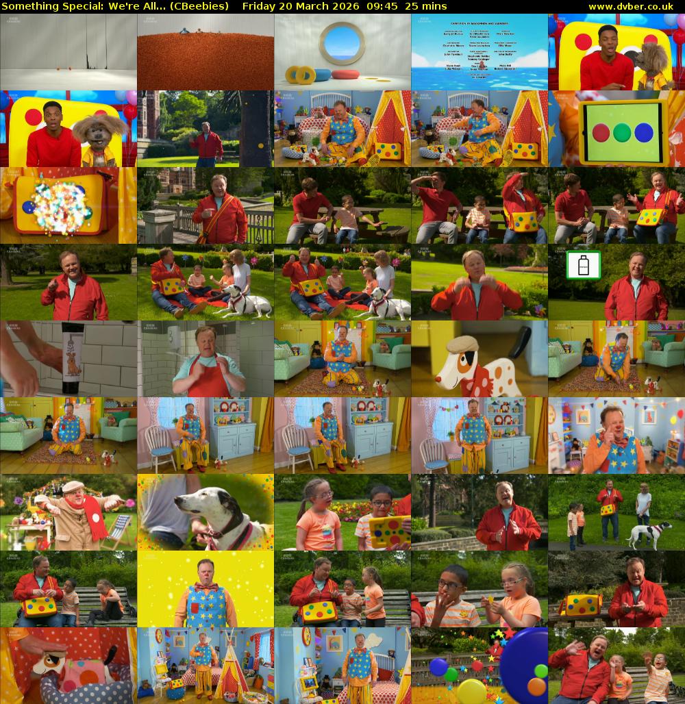 Something Special: We're All... (CBeebies) Friday 20 March 2026 09:45 - 10:10
