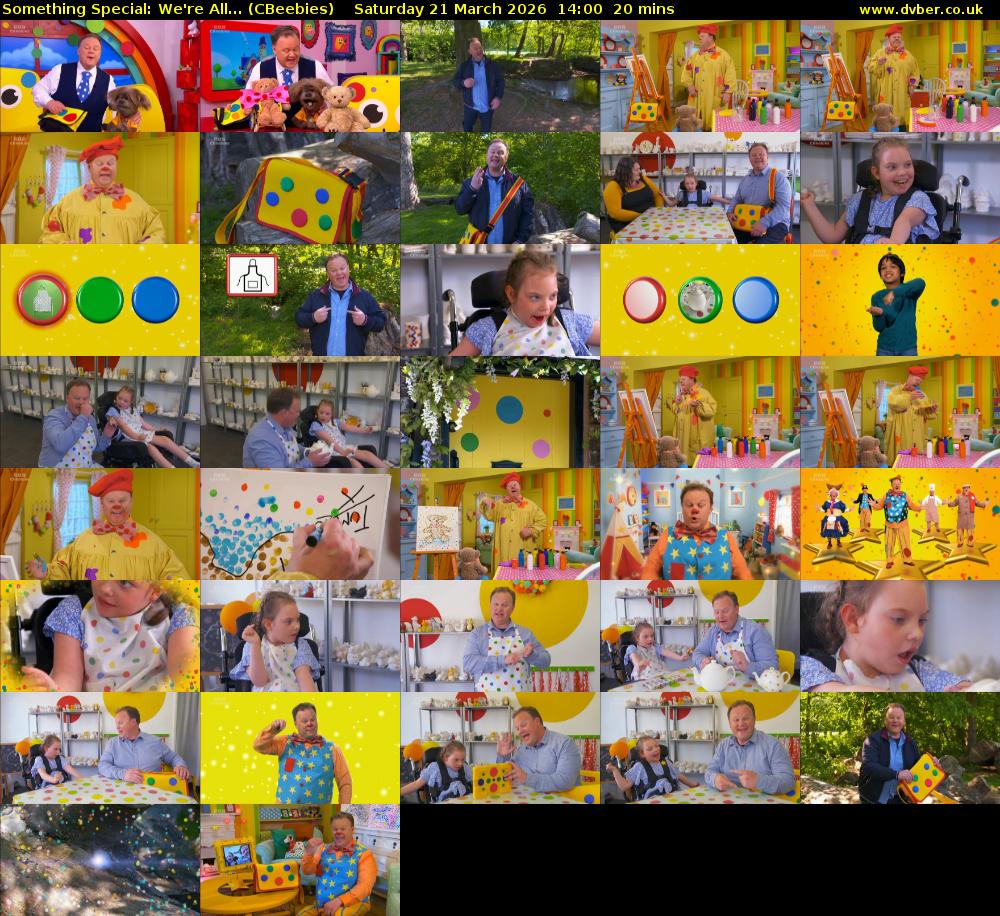 Something Special: We're All... (CBeebies) Saturday 21 March 2026 14:00 - 14:20