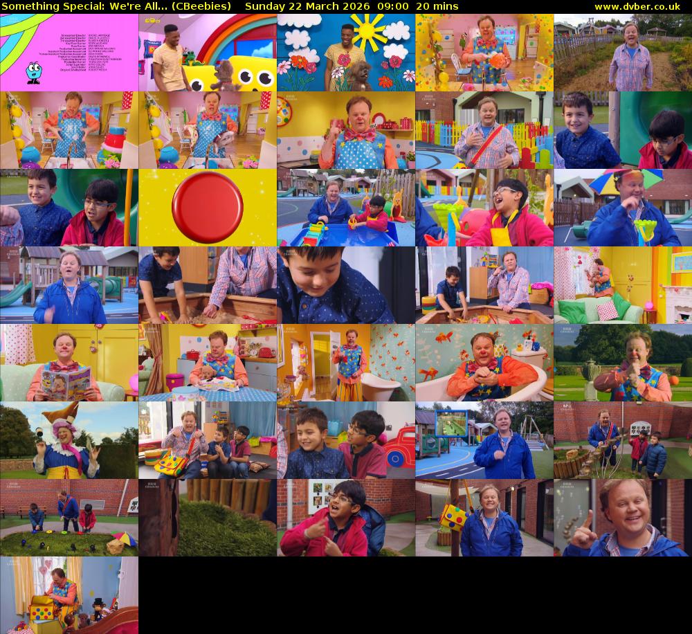 Something Special: We're All... (CBeebies) Sunday 22 March 2026 09:00 - 09:20