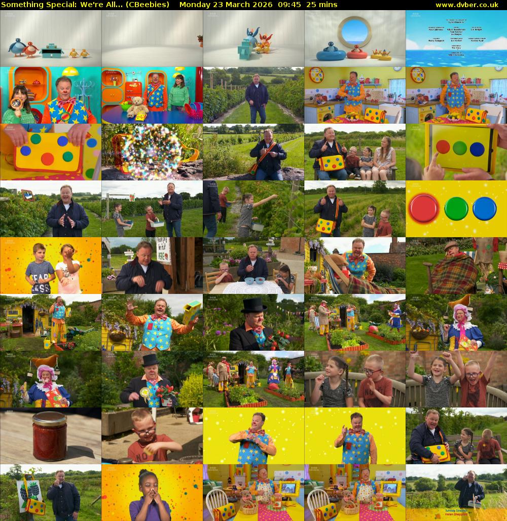 Something Special: We're All... (CBeebies) Monday 23 March 2026 09:45 - 10:10