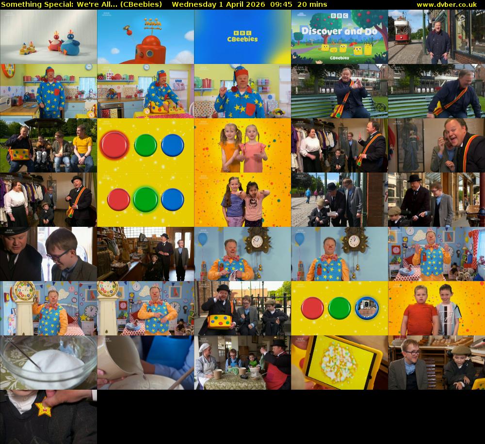 Something Special: We're All... (CBeebies) Wednesday 1 April 2026 09:45 - 10:05