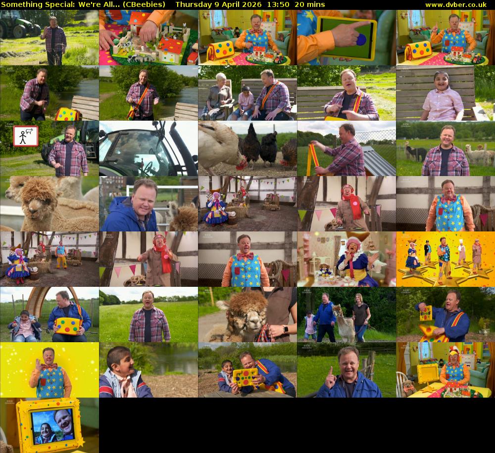 Something Special: We're All... (CBeebies) Thursday 9 April 2026 13:50 - 14:10