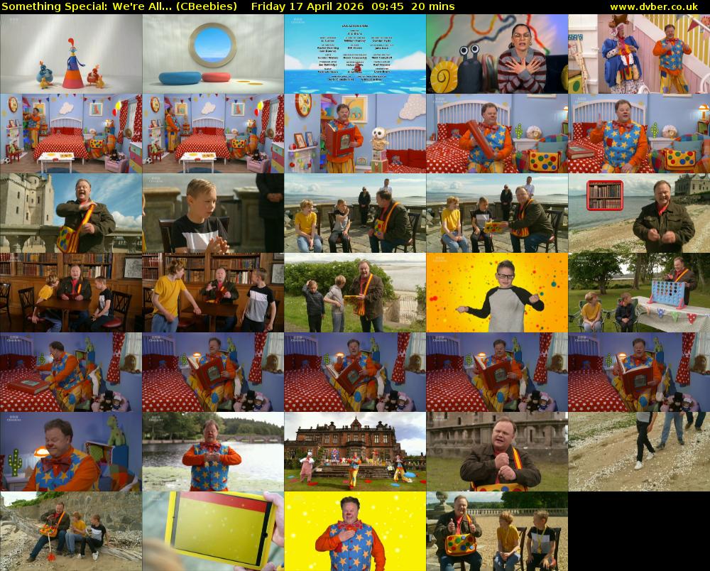 Something Special: We're All... (CBeebies) Friday 17 April 2026 09:45 - 10:05