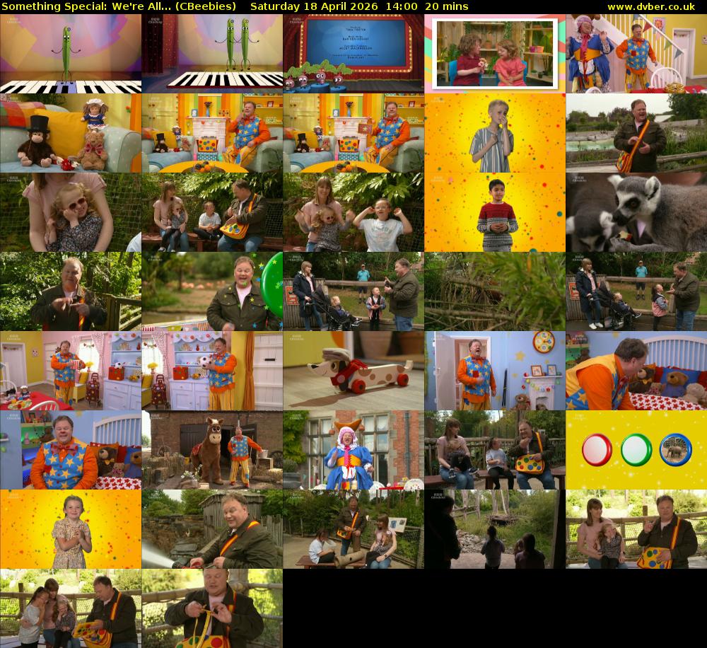 Something Special: We're All... (CBeebies) Saturday 18 April 2026 14:00 - 14:20