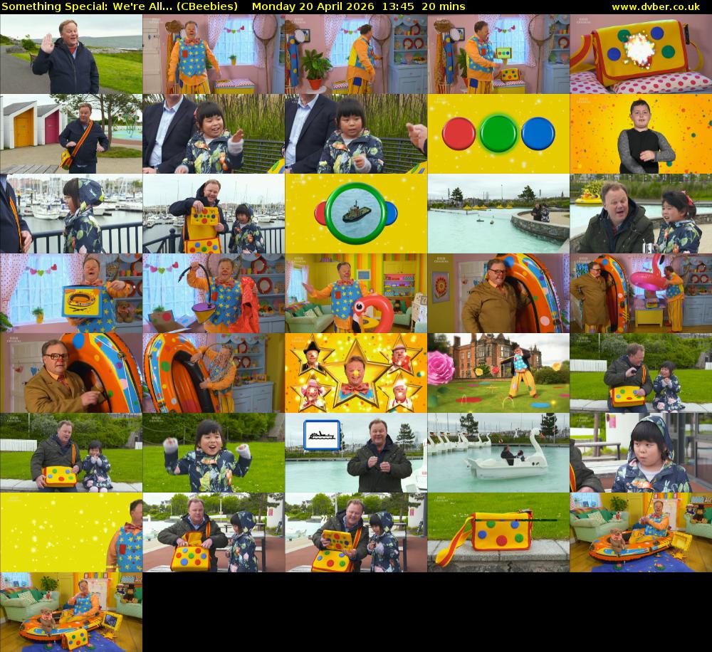 Something Special: We're All... (CBeebies) Monday 20 April 2026 13:45 - 14:05