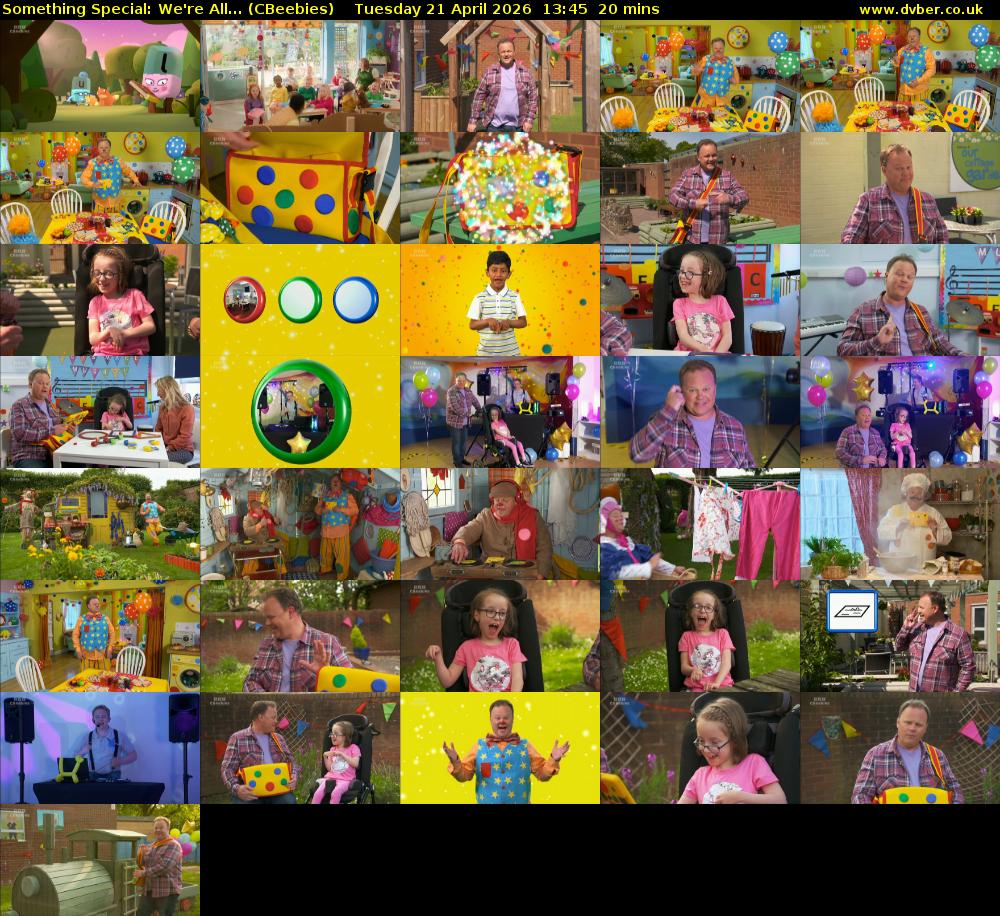 Something Special: We're All... (CBeebies) Tuesday 21 April 2026 13:45 - 14:05