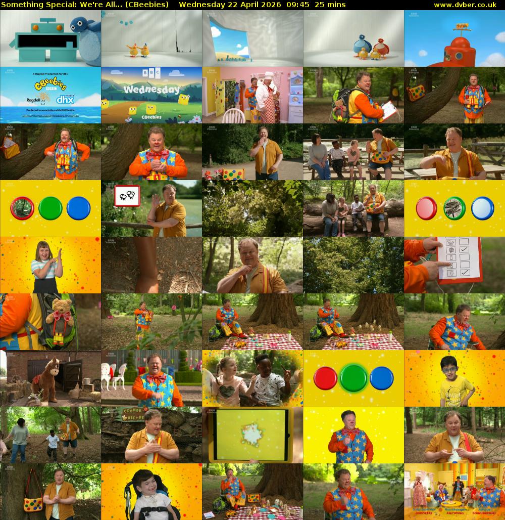 Something Special: We're All... (CBeebies) Wednesday 22 April 2026 09:45 - 10:10