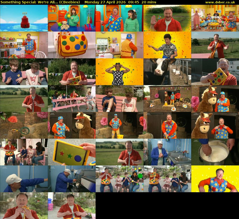 Something Special: We're All... (CBeebies) Monday 27 April 2026 09:45 - 10:05