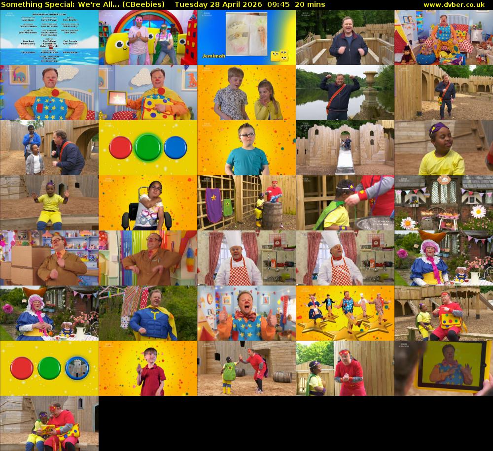 Something Special: We're All... (CBeebies) Tuesday 28 April 2026 09:45 - 10:05