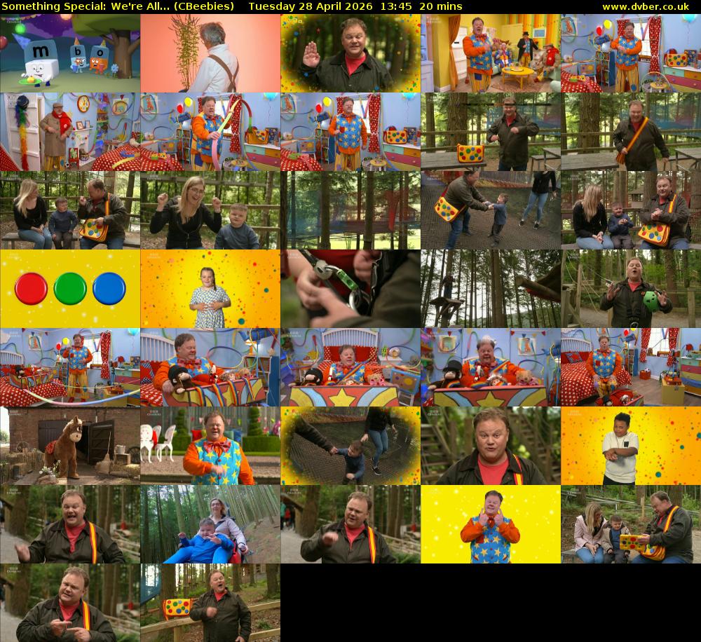 Something Special: We're All... (CBeebies) Tuesday 28 April 2026 13:45 - 14:05