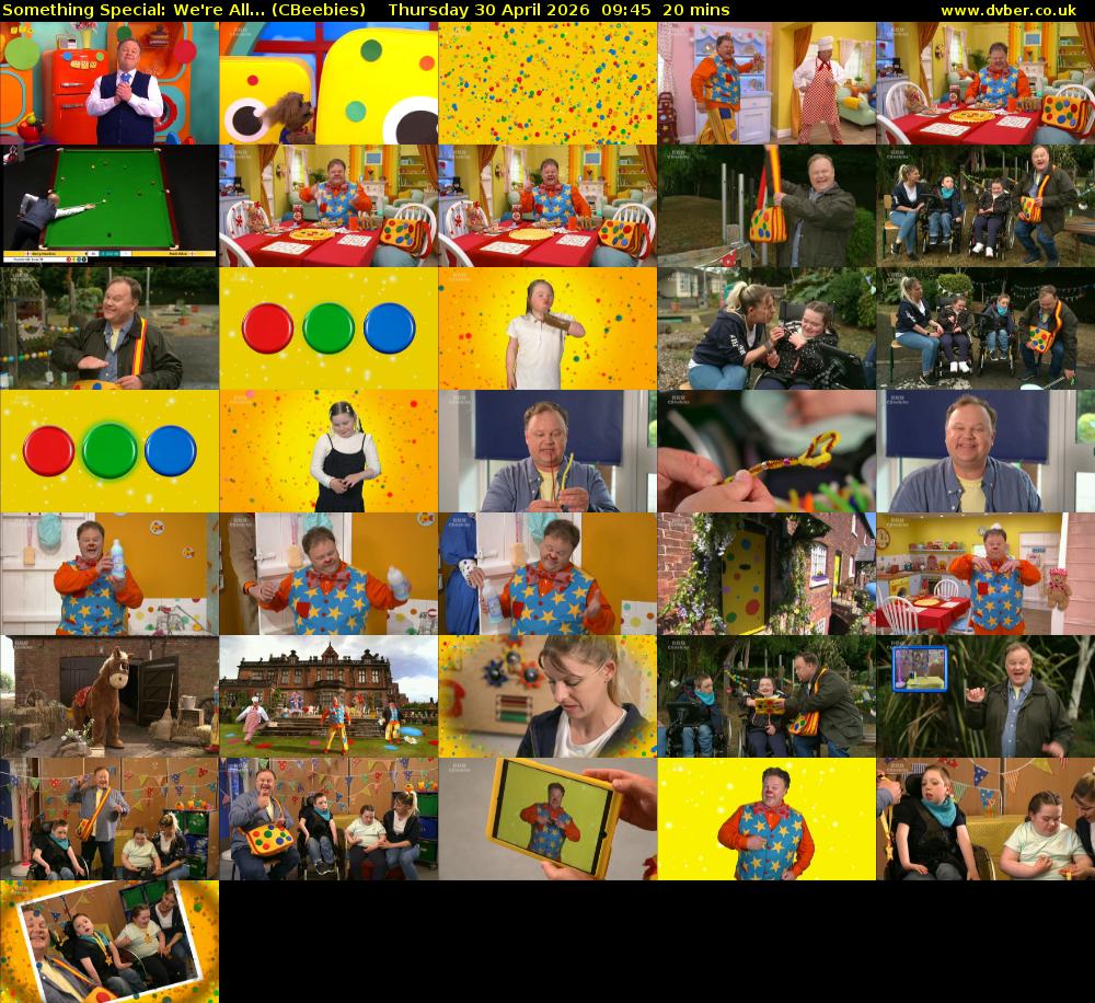 Something Special: We're All... (CBeebies) Thursday 30 April 2026 09:45 - 10:05