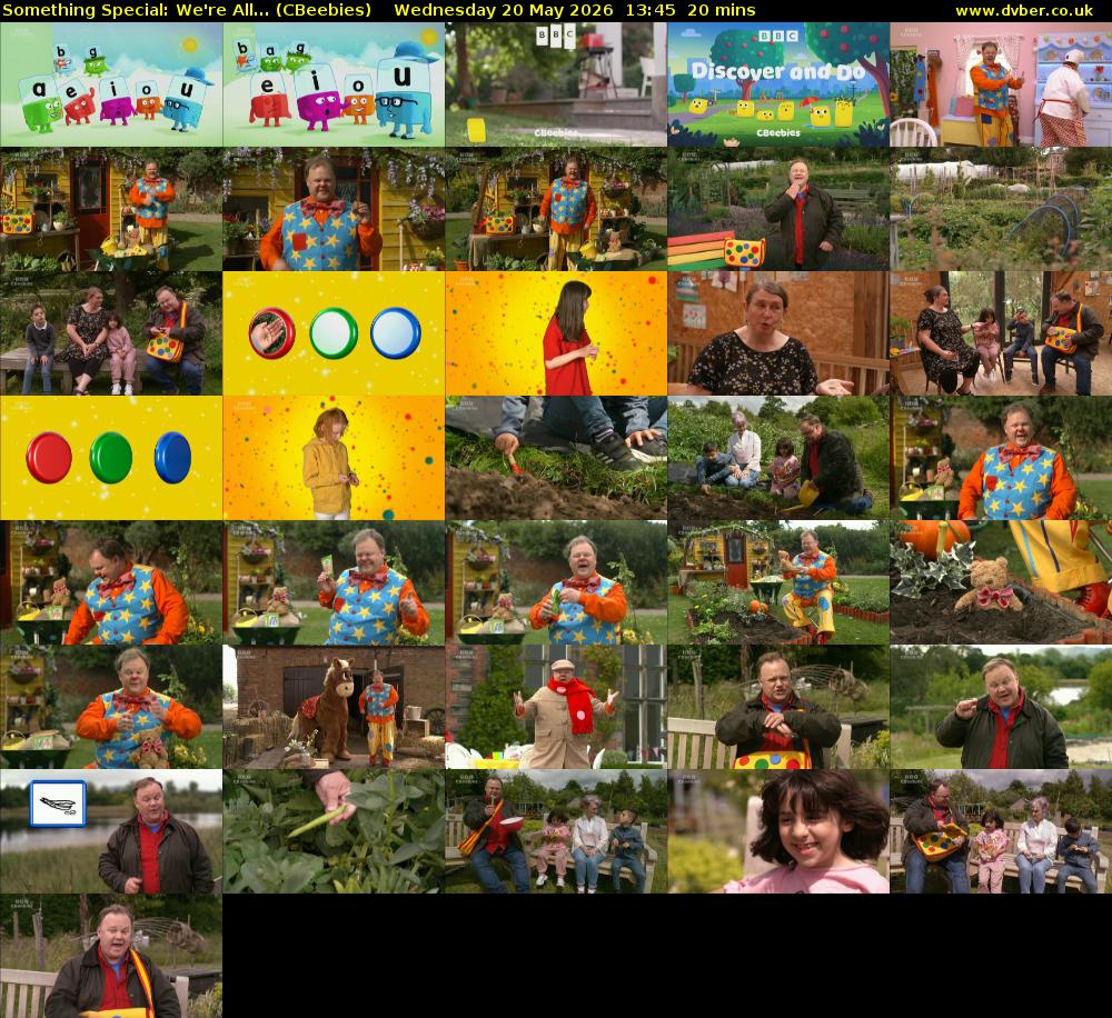 Something Special: We're All... (CBeebies) Wednesday 20 May 2026 13:45 - 14:05