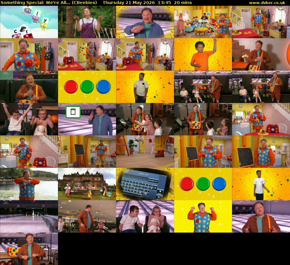Something Special: We're All... (CBeebies) Thursday 21 May 2026 13:45 - 14:05