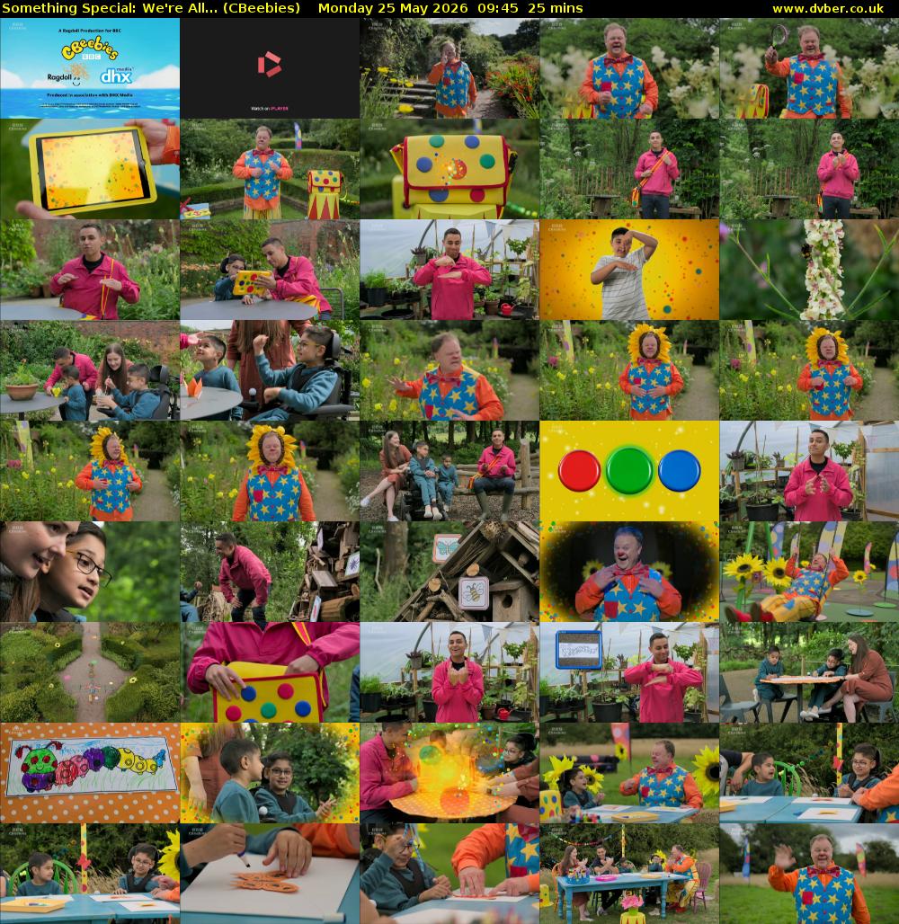 Something Special: We're All... (CBeebies) Monday 25 May 2026 09:45 - 10:10
