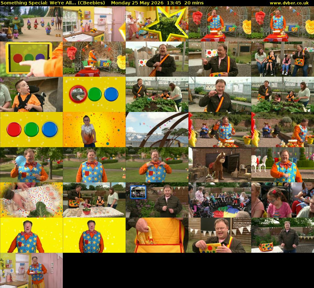 Something Special: We're All... (CBeebies) Monday 25 May 2026 13:45 - 14:05