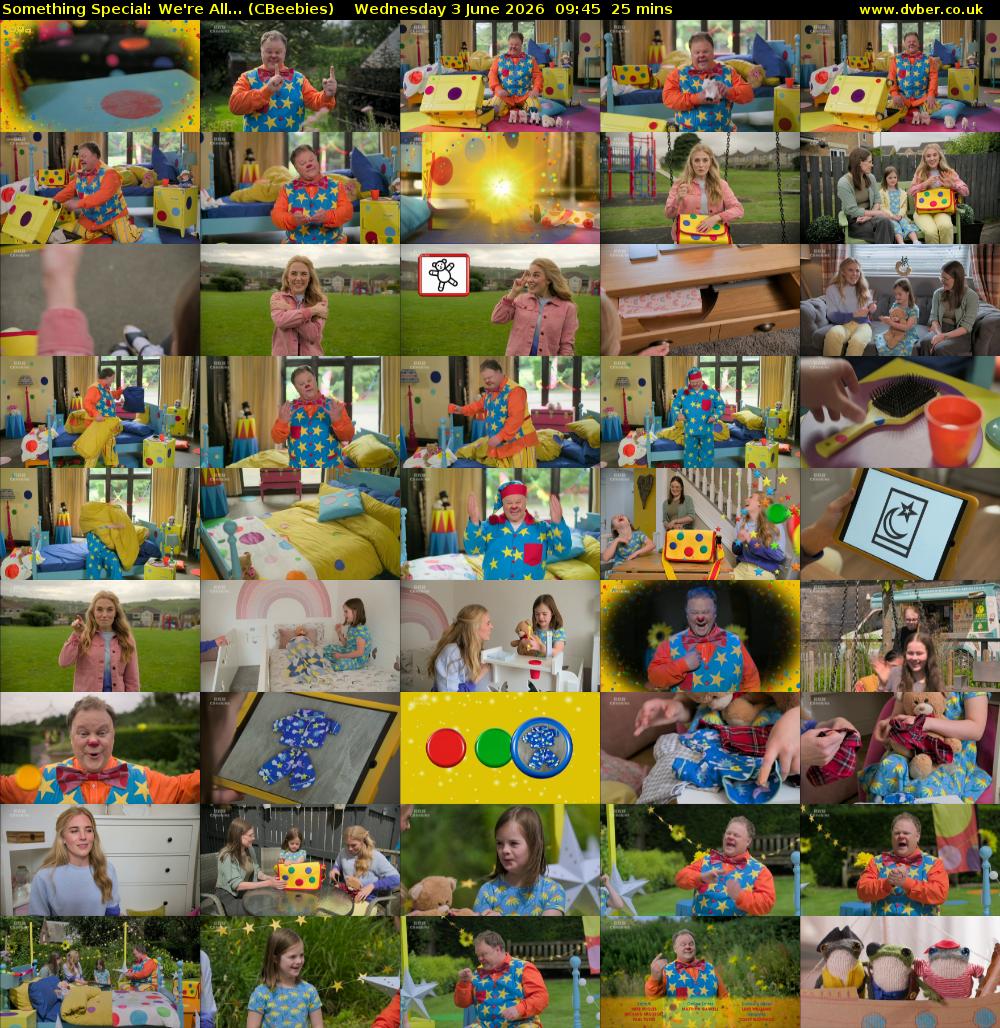 Something Special: We're All... (CBeebies) Wednesday 3 June 2026 09:45 - 10:10