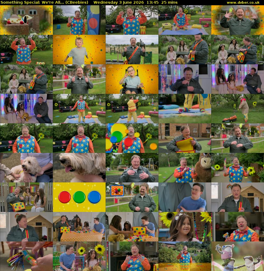 Something Special: We're All... (CBeebies) Wednesday 3 June 2026 13:45 - 14:10