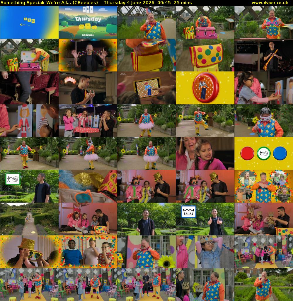 Something Special: We're All... (CBeebies) Thursday 4 June 2026 09:45 - 10:10