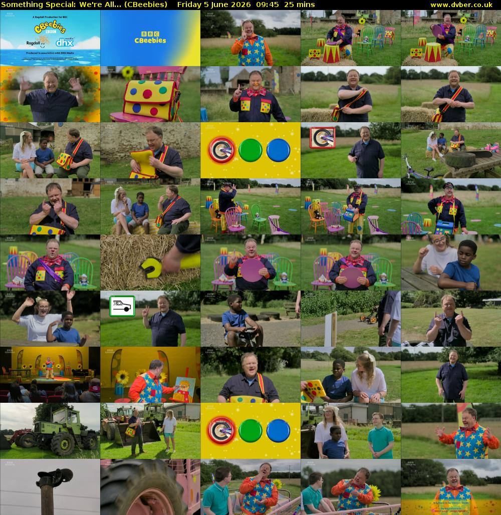 Something Special: We're All... (CBeebies) Friday 5 June 2026 09:45 - 10:10