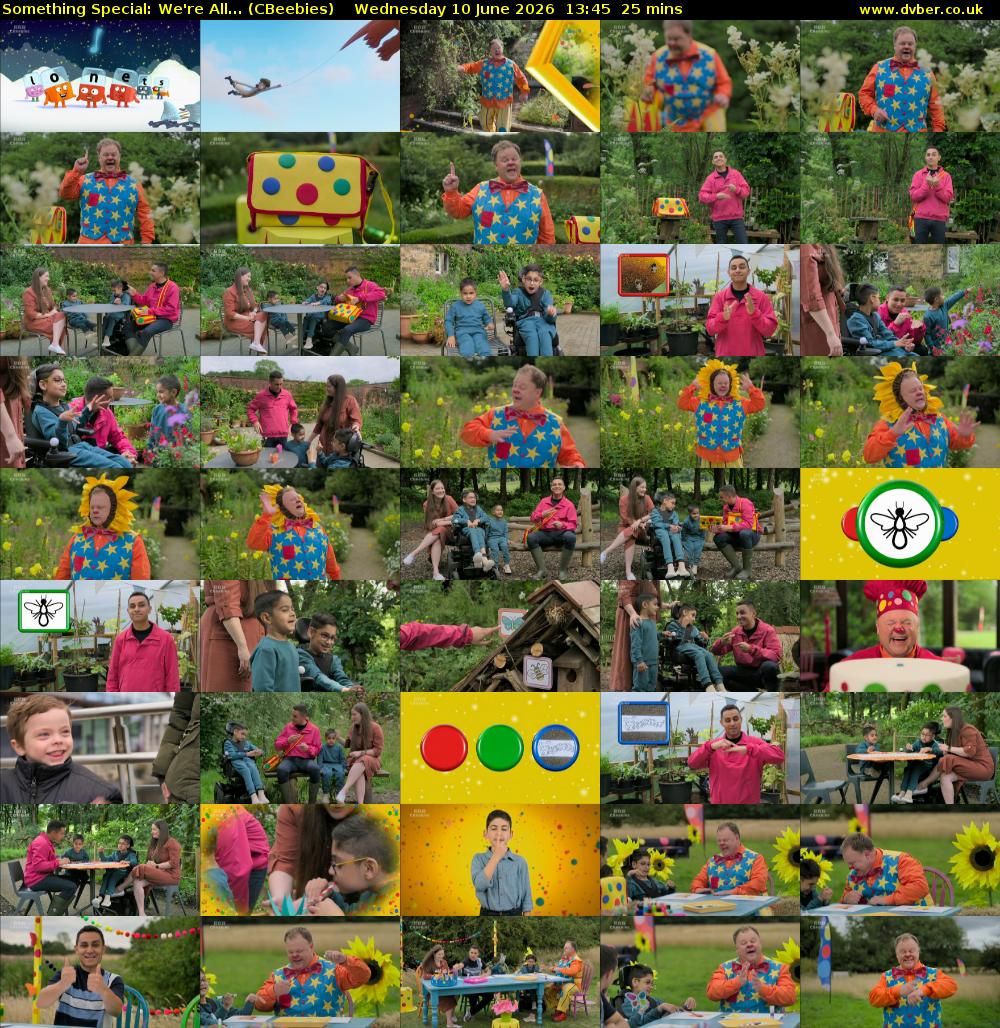 Something Special: We're All... (CBeebies) Wednesday 10 June 2026 13:45 - 14:10