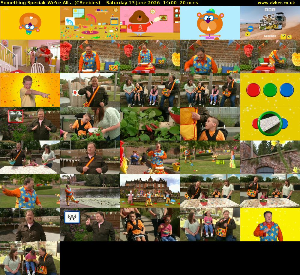 Something Special: We're All... (CBeebies) Saturday 13 June 2026 14:00 - 14:20