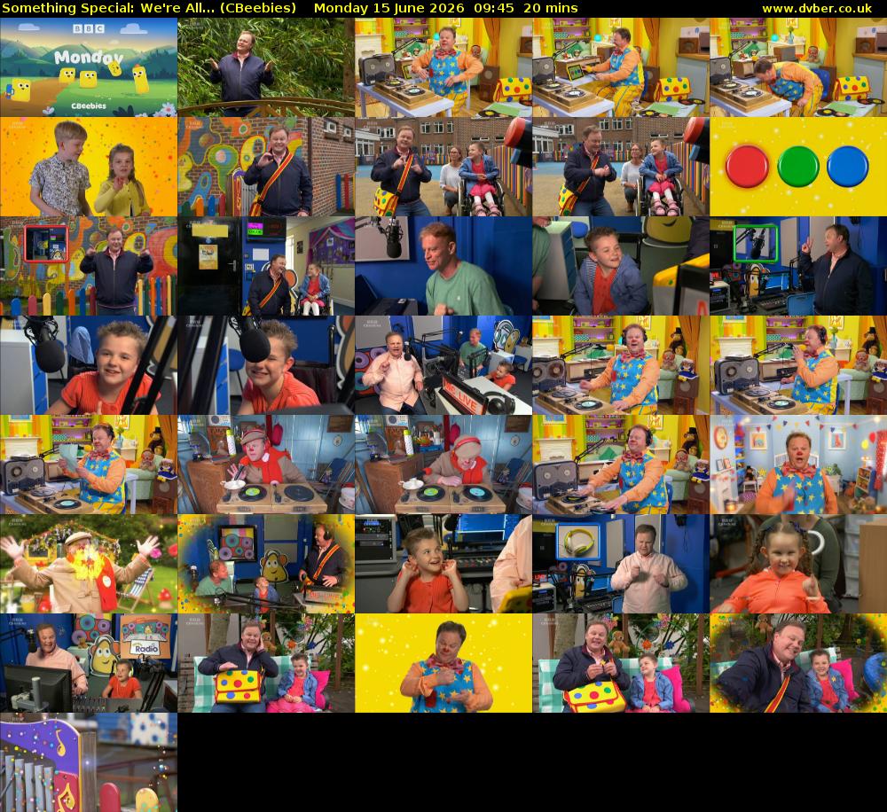 Something Special: We're All... (CBeebies) Monday 15 June 2026 09:45 - 10:05