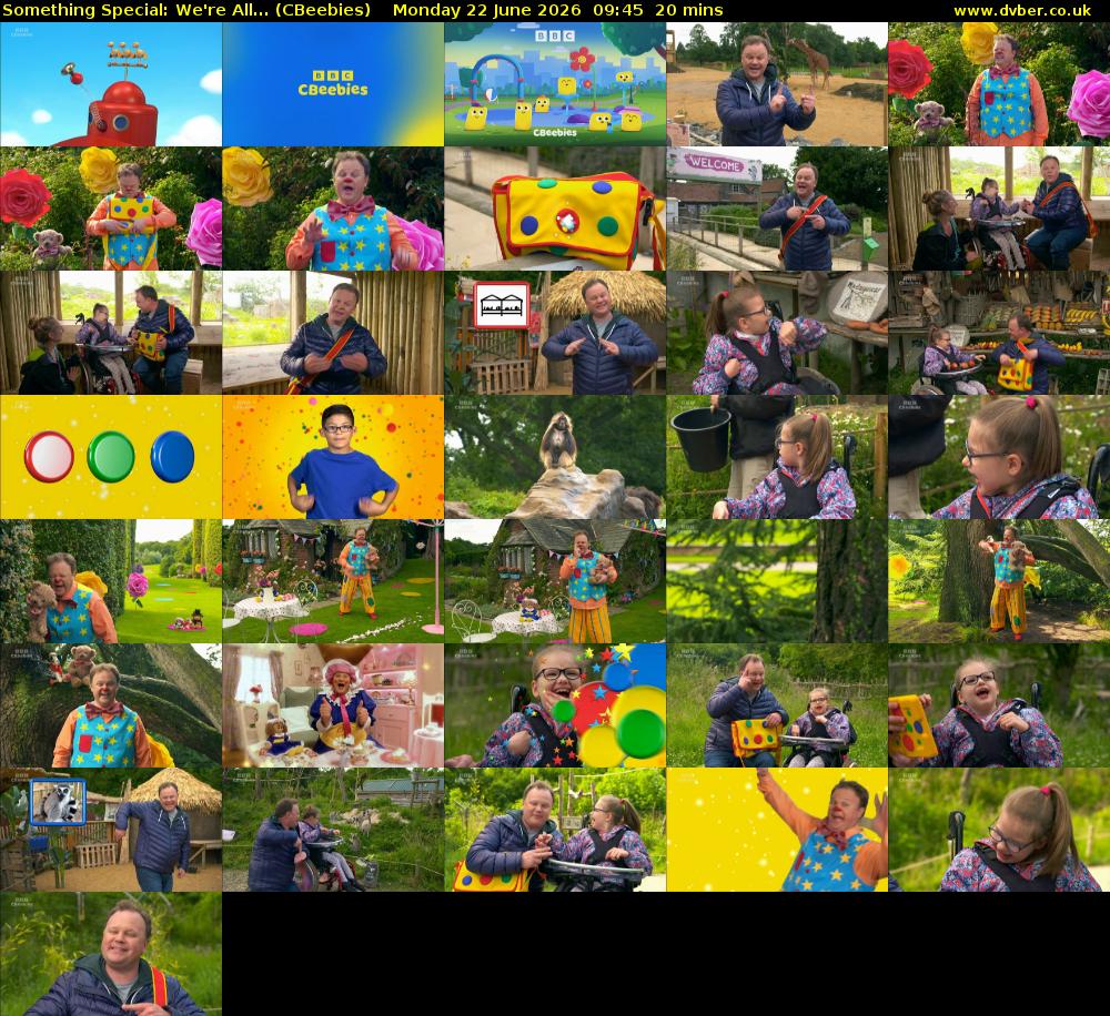 Something Special: We're All... (CBeebies) Monday 22 June 2026 09:45 - 10:05