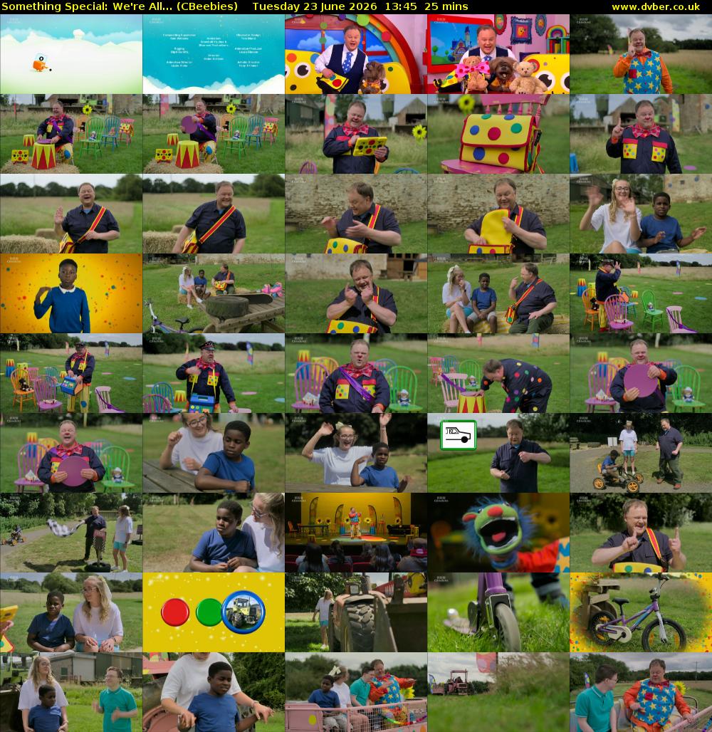 Something Special: We're All... (CBeebies) Tuesday 23 June 2026 13:45 - 14:10