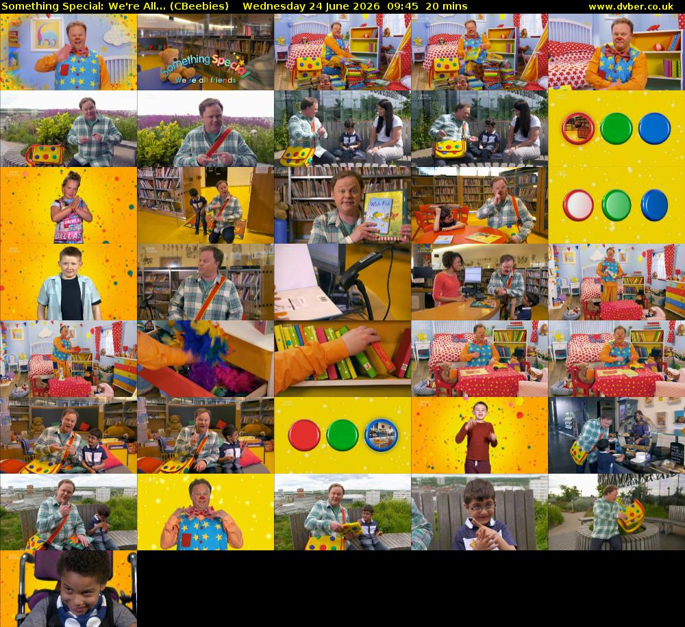Something Special: We're All... (CBeebies) Wednesday 24 June 2026 09:45 - 10:05