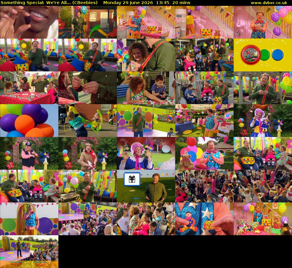 Something Special: We're All... (CBeebies) Monday 29 June 2026 13:45 - 14:05