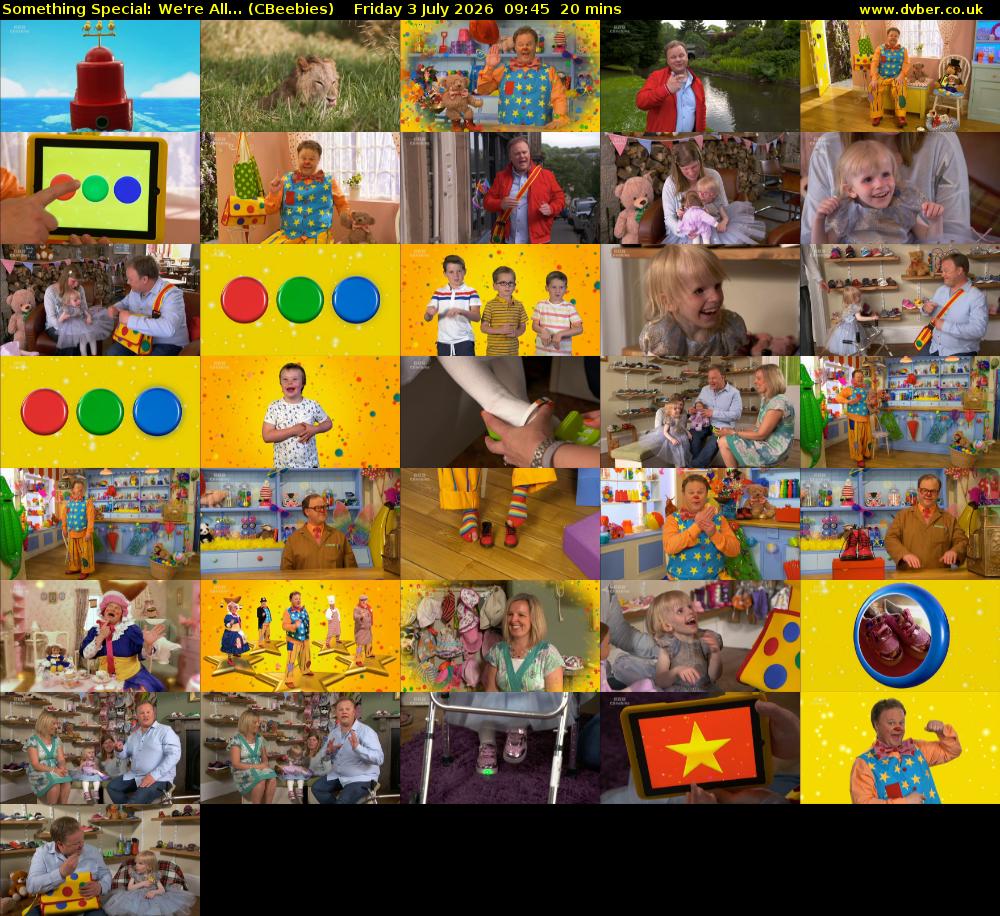 Something Special: We're All... (CBeebies) Friday 3 July 2026 09:45 - 10:05
