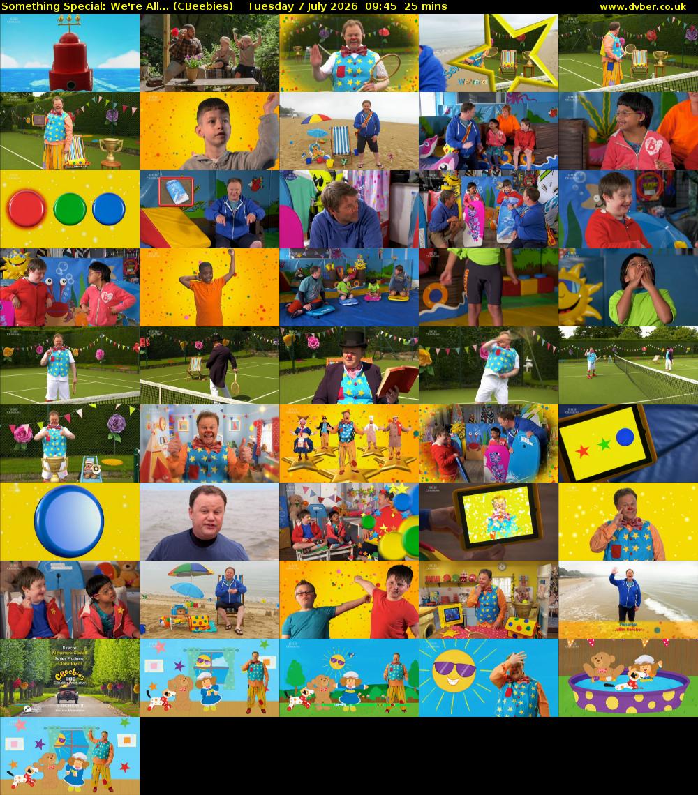 Something Special: We're All... (CBeebies) Tuesday 7 July 2026 09:45 - 10:10