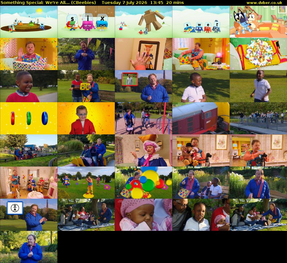 Something Special: We're All... (CBeebies) Tuesday 7 July 2026 13:45 - 14:05